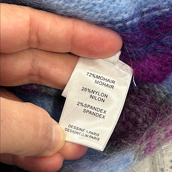 NWT ANTIK BATIK Moya Belted Brushed Intarsia Mohair-Blend Cardigan in Purple - S - Picture 12 of 13
